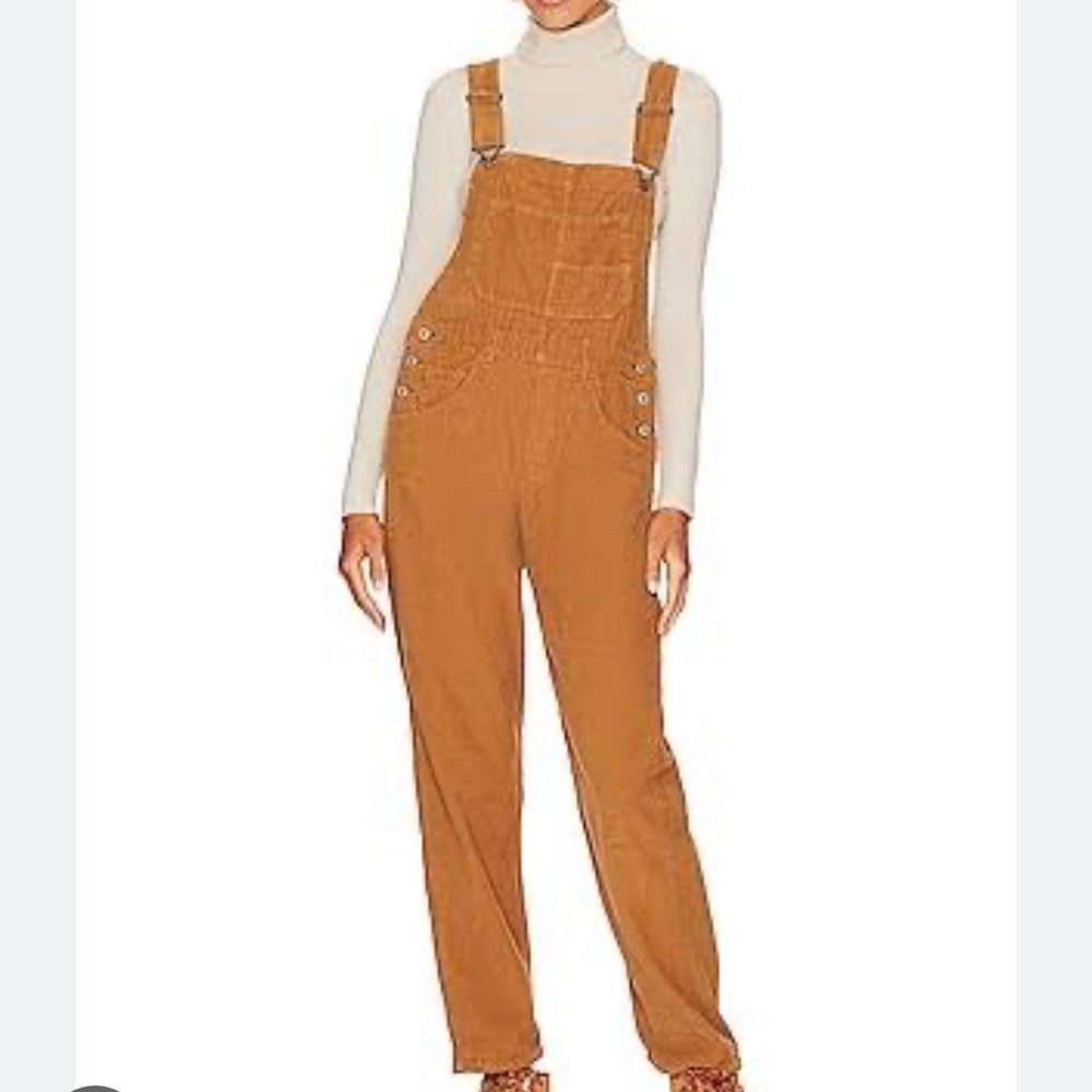 Free People We the Free Tan Corduroy Overalls (size L) - Picture 2 of 9